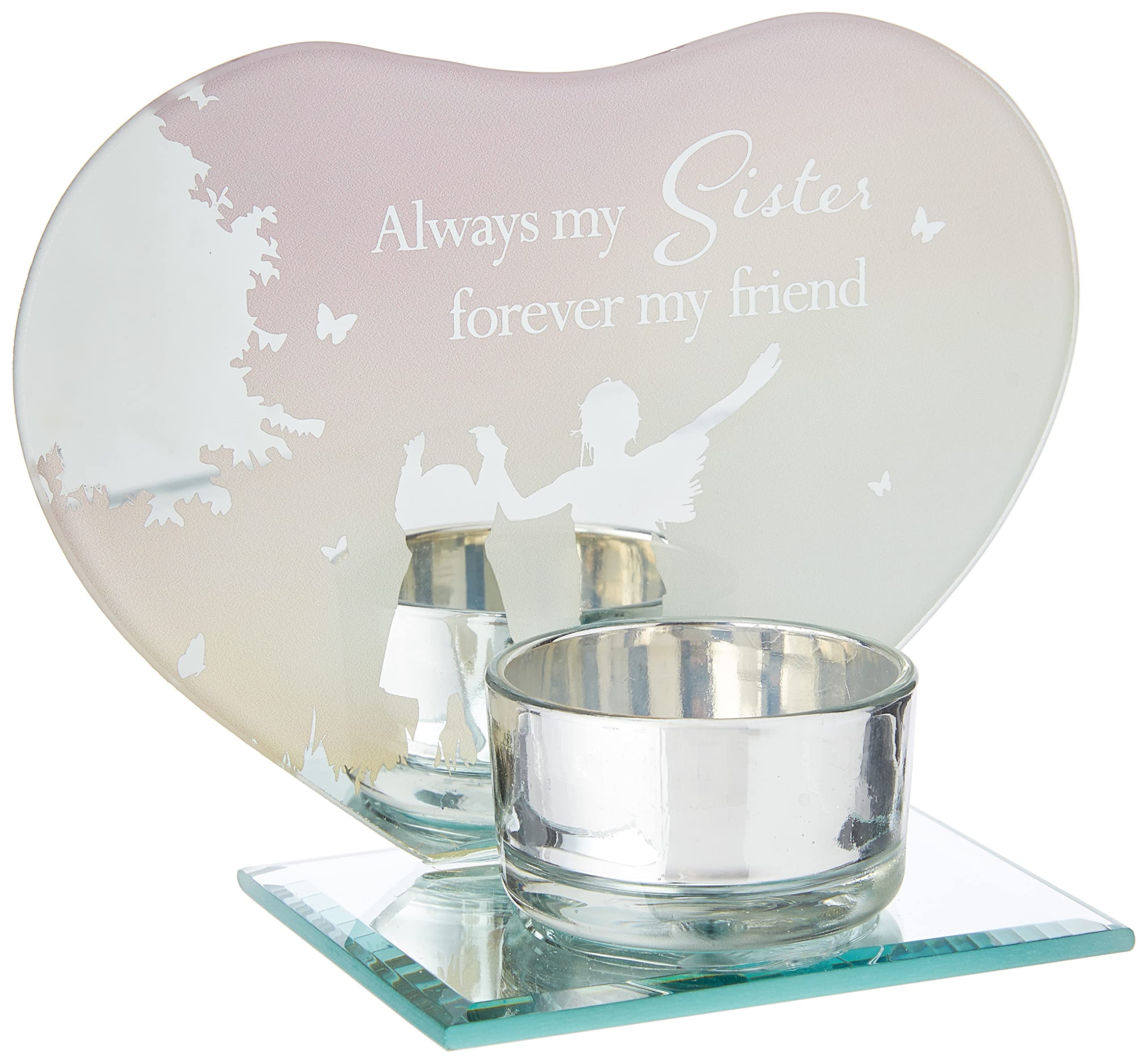 Reflections Sister Tea Light Holder Always my Sister Forever My Friend from The Heart, pink, One