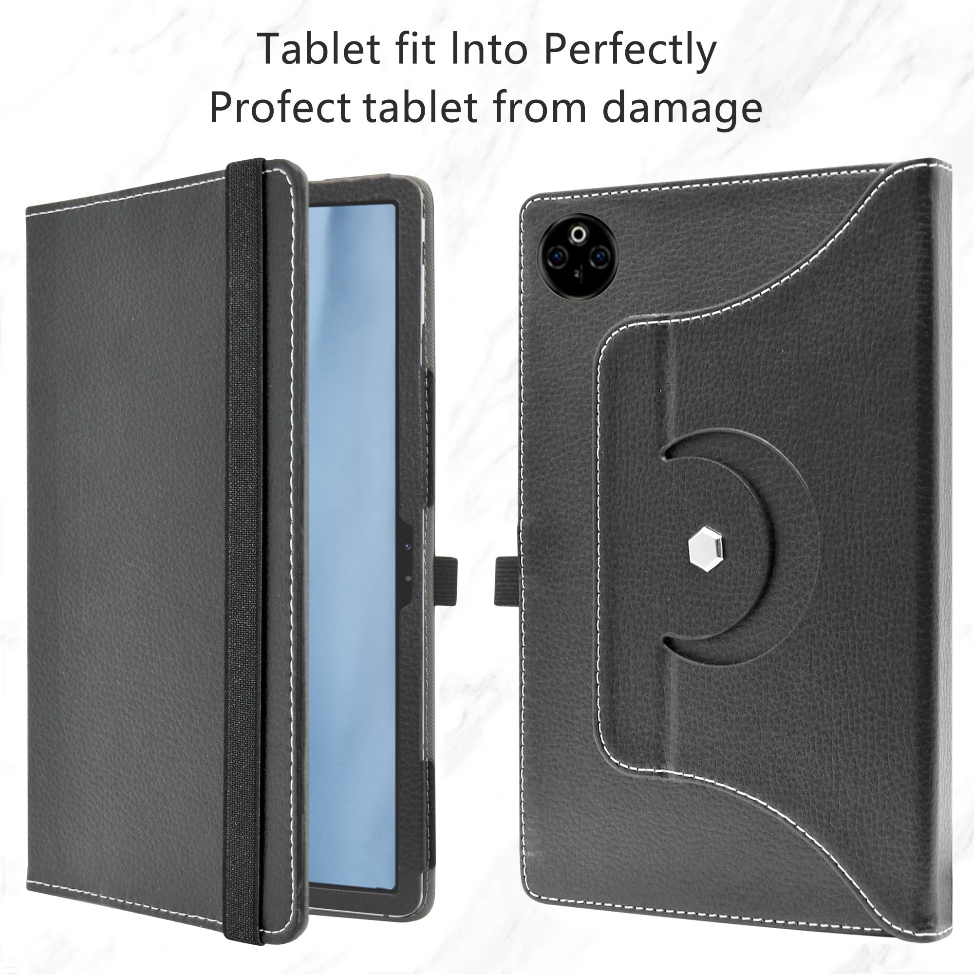 LiuShan 360° Drehbare Hülle Für DOOGEE T30 MAX Tablet 12,4 Zoll – Mit Standfunktion, Kunstleder, Schwarz