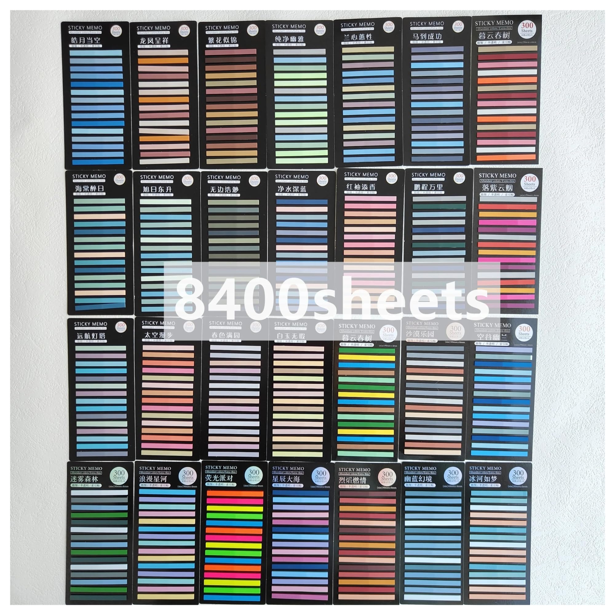 28 paquets (8 400 feuilles) de notes autocollantes transparentes – Onglets d'annotation et signets autocollants