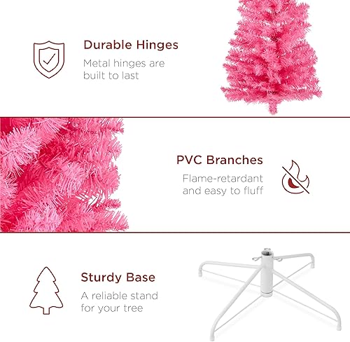 Miniatura 15 de Best Choice Products Árbol de Navidad blanco preiluminado, decoración artificial delgada de 6 pies con luces blancas incandescentes, árbol delgado