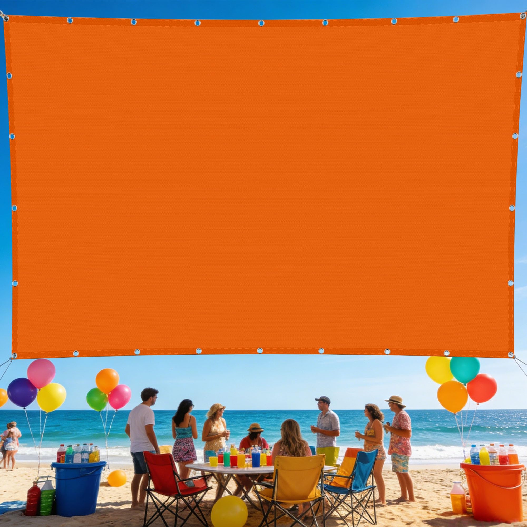Voile d'ombrage étanche protection UV maximale toile de terrasse orange 3x5m