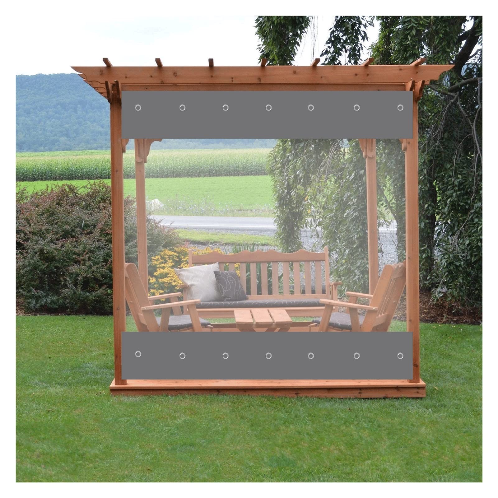 Cortina de vinilo impermeable con lona transparente de alta resistencia climática 1,9x2,2m