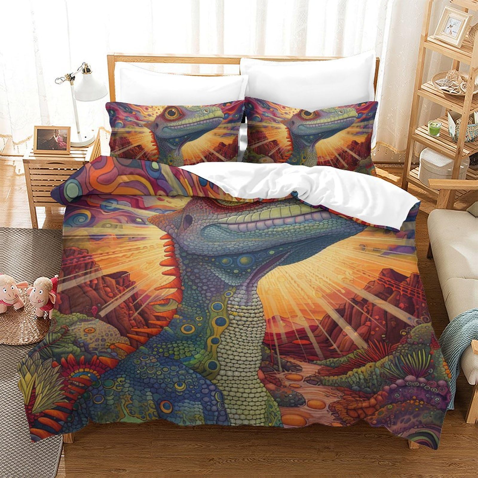 Parure de couette lézard en microfibre super douce 220x240cm tissage haut de gamme