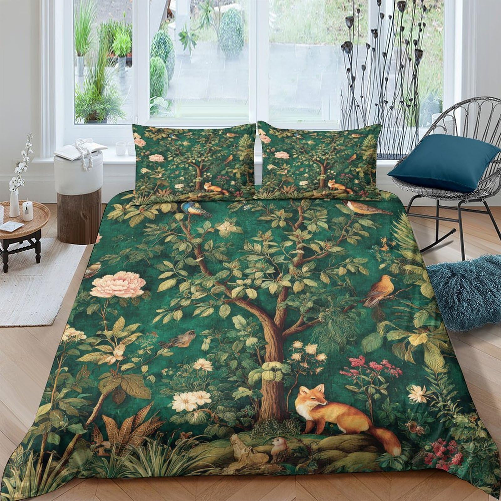 Ctjqhvkz Style-3 3D Printed Forest Animal Fitted Sheet Microfiber Green Woodland Mattress Cover For Bedroom Decor Easy Care Single（135X200cm）