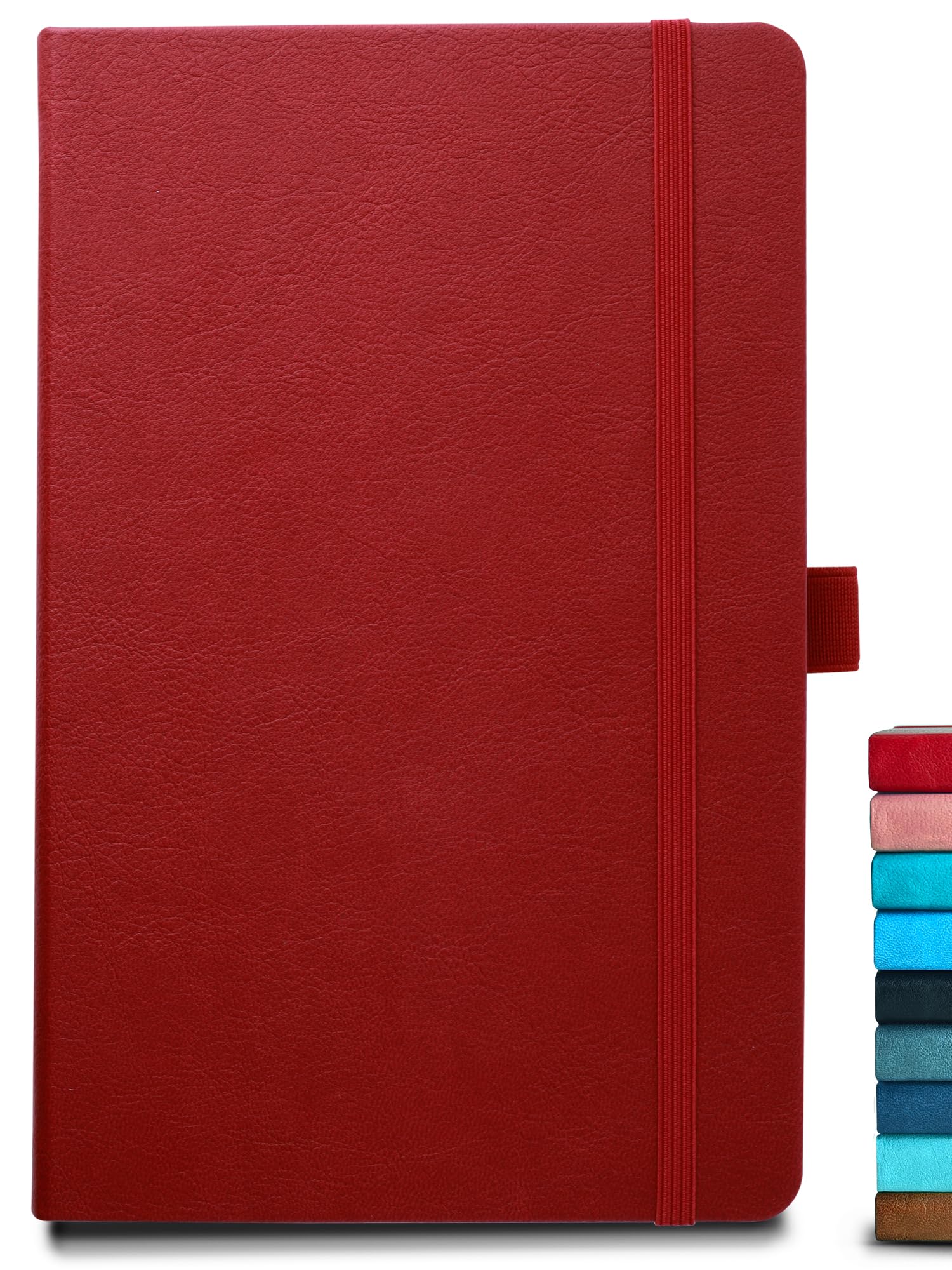 DOODLE A5 Executive Hardbound PU Leather Notebook Diary – 160 Pages, 80 GSM | Pen Loop, Ribbon Bookmark & Elastic Closure | Office Diary for Men & Women – Red | Professional & Personal Use