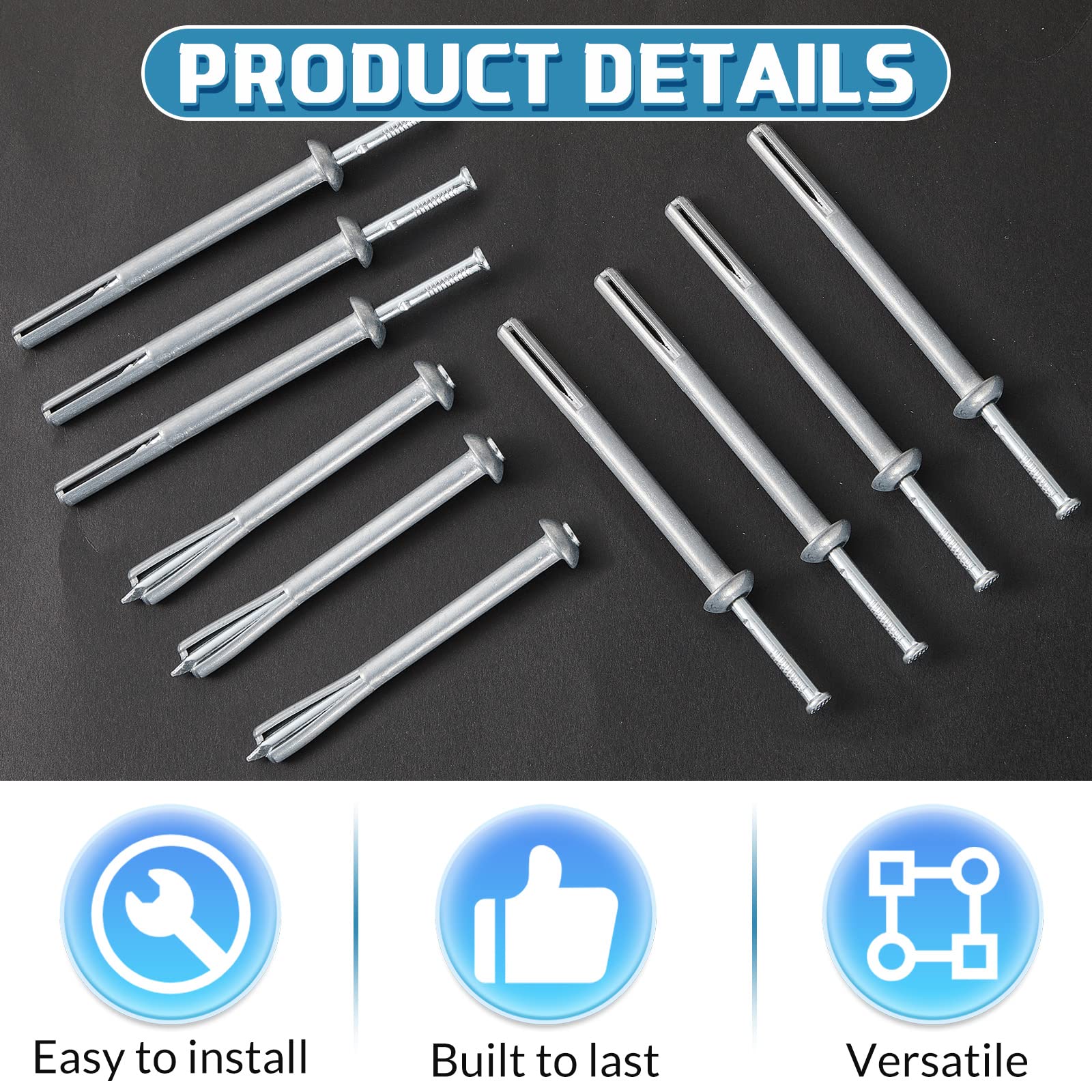 Zinc Plated Nail Anchors - 100 Pack -5