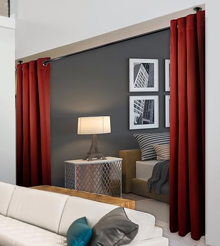 Rod Desyne Cortina opaca con aislamiento térmico para ventana con ojales de metal, 96 x 108 pulgadas, color rojo, 1 panel