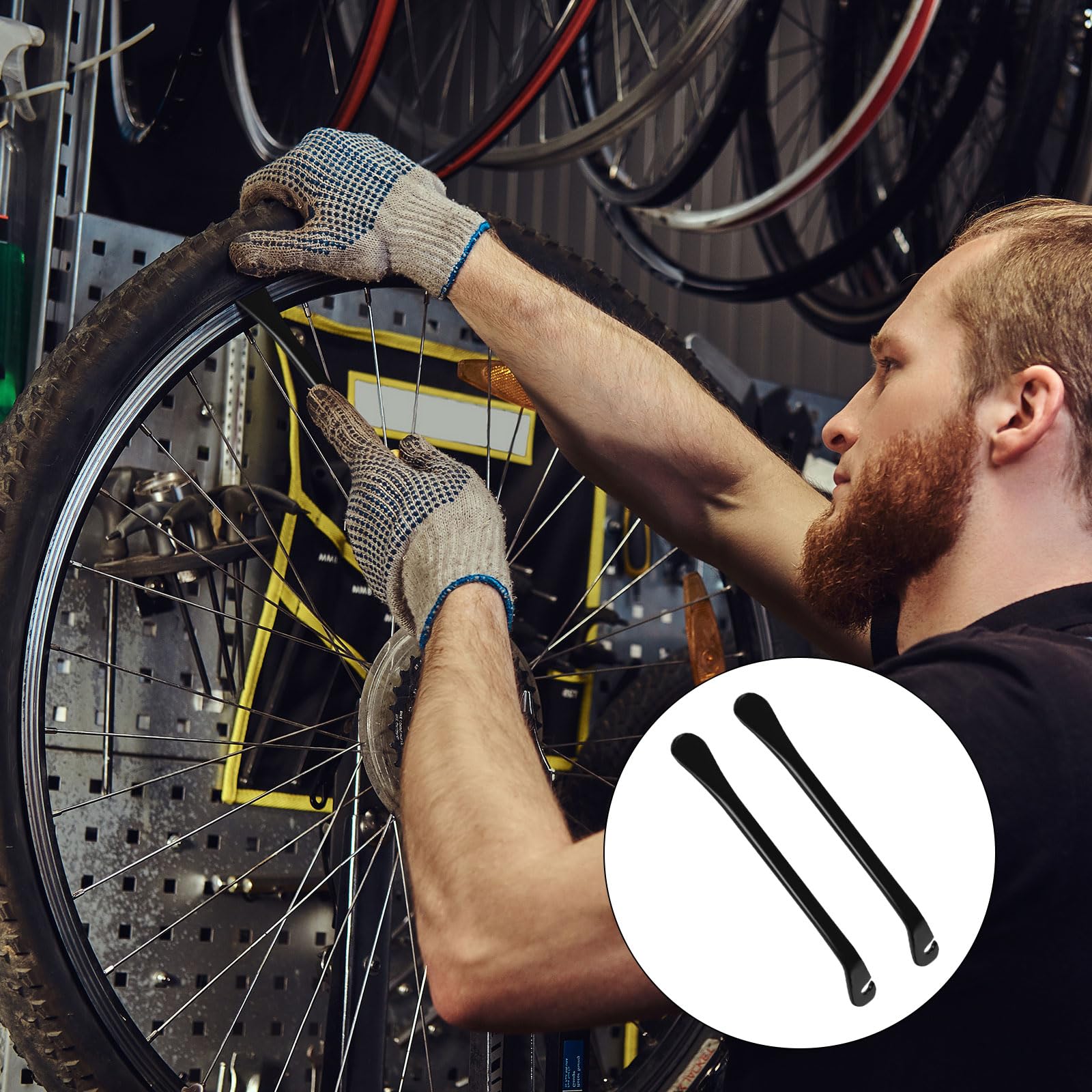 Leve Per Pneumatici Di Bicicletta In Acciaio Carbonio - Set Di 8 Leve Per Riparazione E Rimozione Gomme - Foto 12