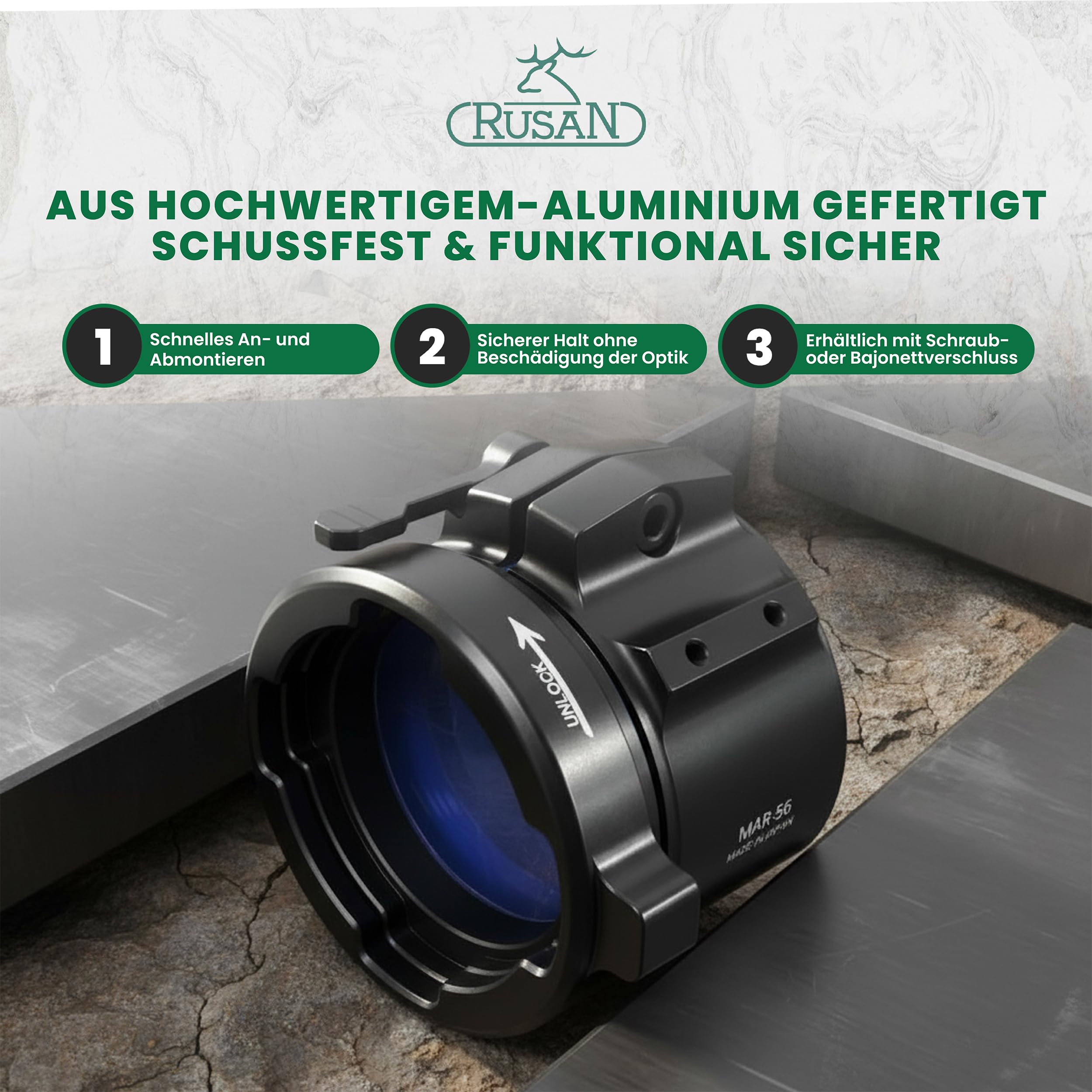 Rusan - Adaptador modular MAR para imágenes térmicas y de visión nocturna, para objetivo y visor (cámara termográfica/dispositivo de detección nocturna), resistente y resistente a los disparos