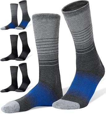 FITRELL 4 Pack Mens Merino Wool Hiking Socks, Wicking Cushioned, Warm Thermal Lightweight Boot Crew Dress Socks
