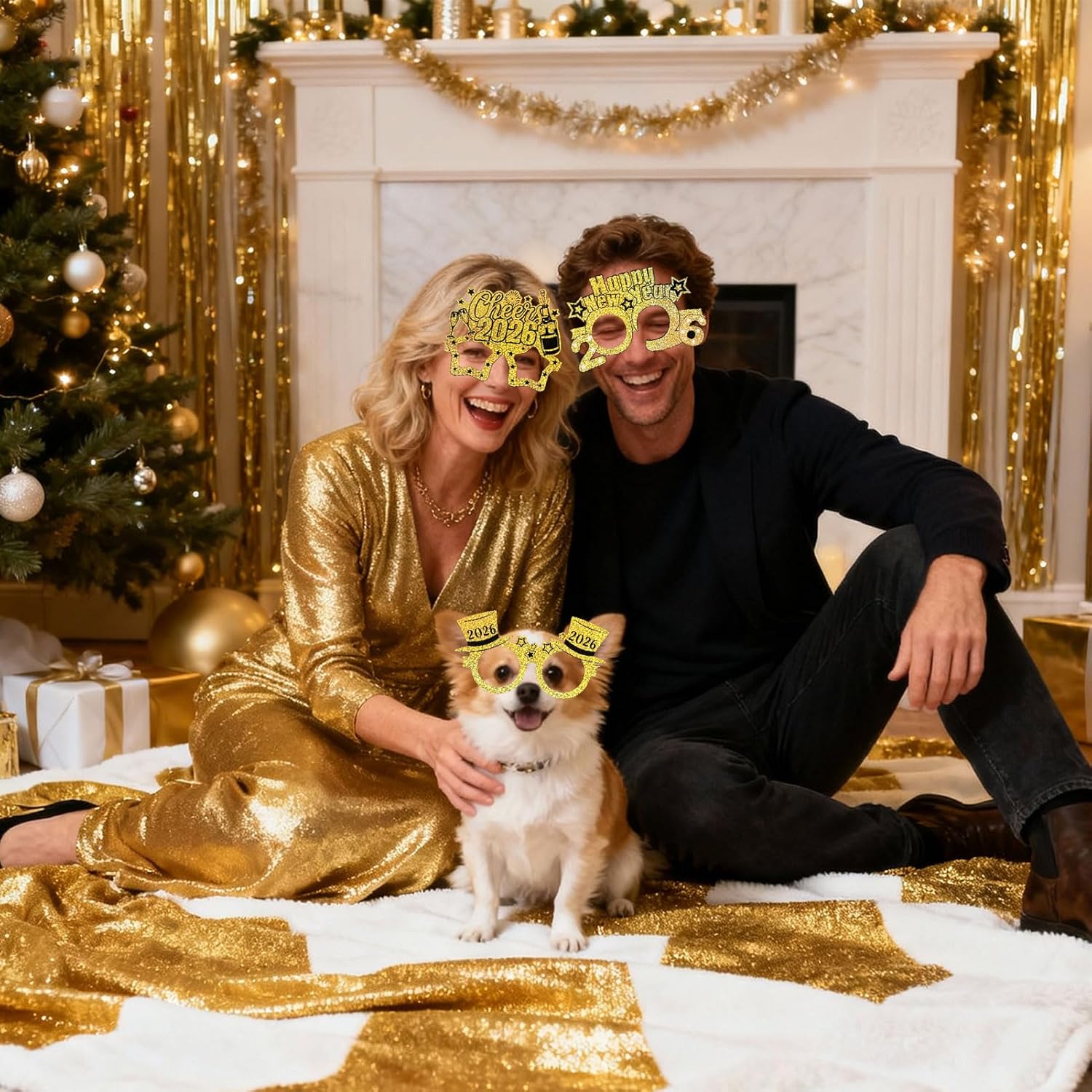 HOWAF 24 Pack Happy New Year Glasses Gold Glitter 2026 Glasses New Years Eve Party Supplies Photo Props for Happy News Year Decorations NYE Party Favors Accessories - Image 6