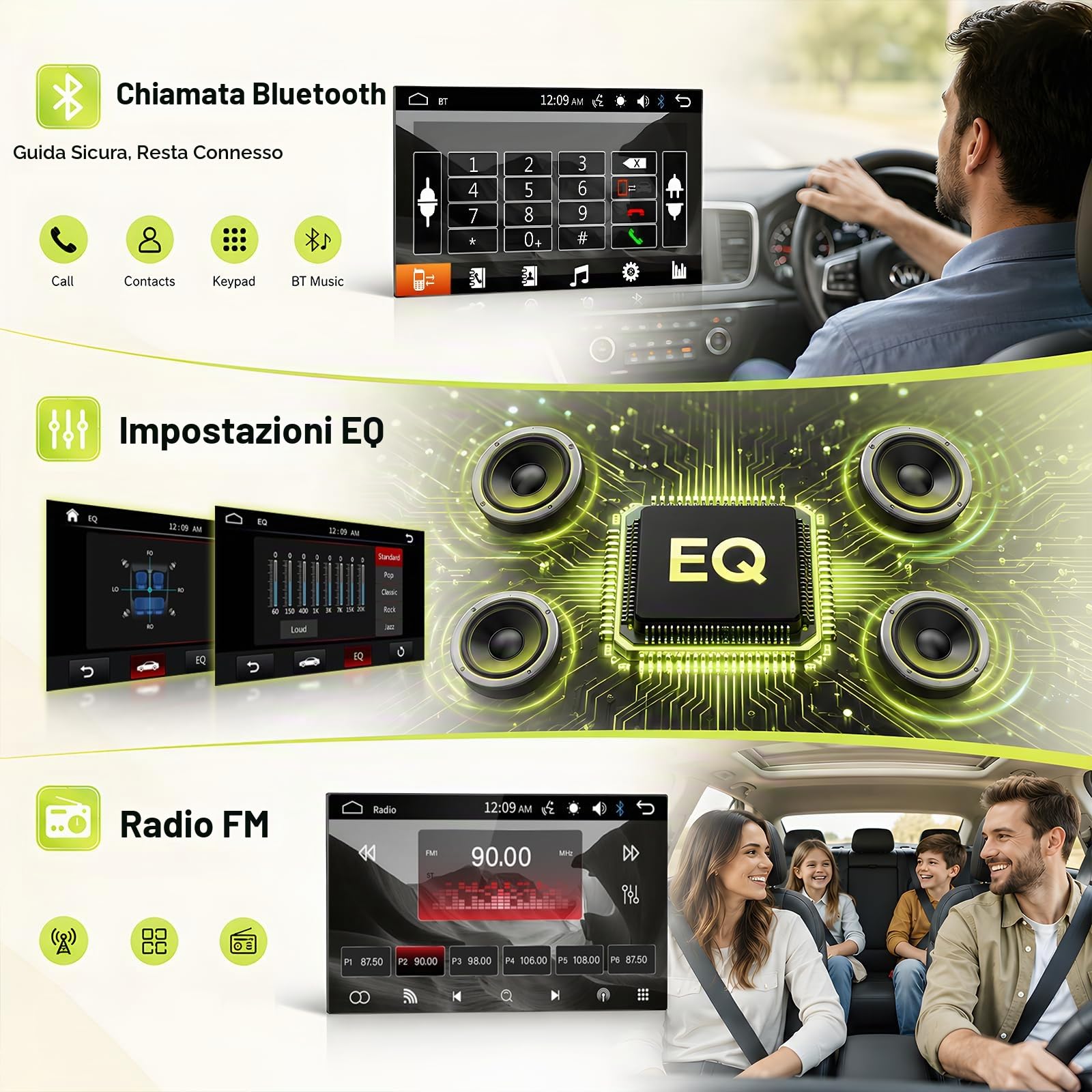 Autoradio 2 DIN MirrorLink 7 Pollici Schermo Tattile