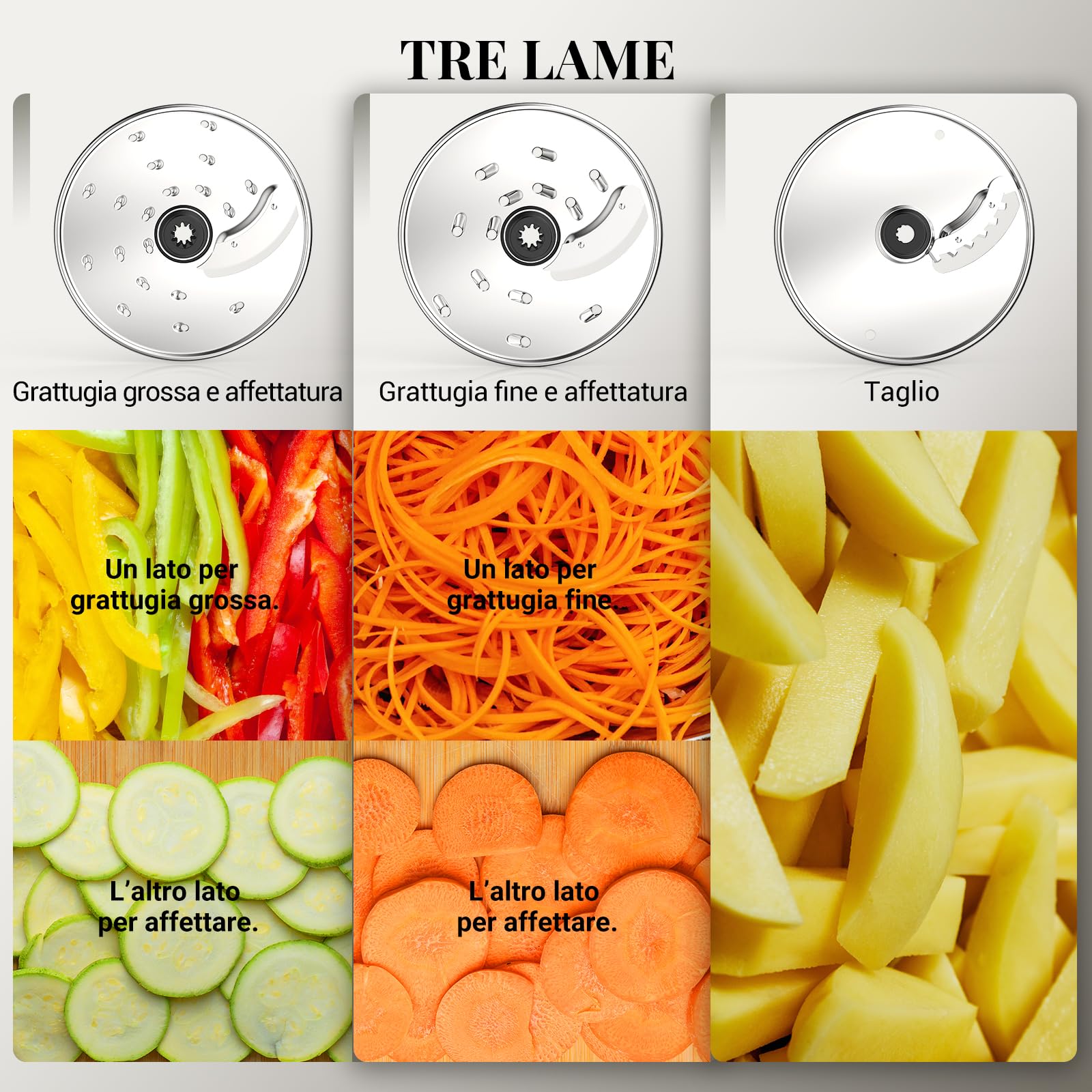 FIMEI Robot da Cucina Multifunzione 1300W, 3 Velocità e Funzione Impulso, Tritatutto 3,5L, Frullatore 1,5L, Smerigliatrice, Spremiagrumi, Impastatrice, Frusta, Grattugia, Disco Rotante