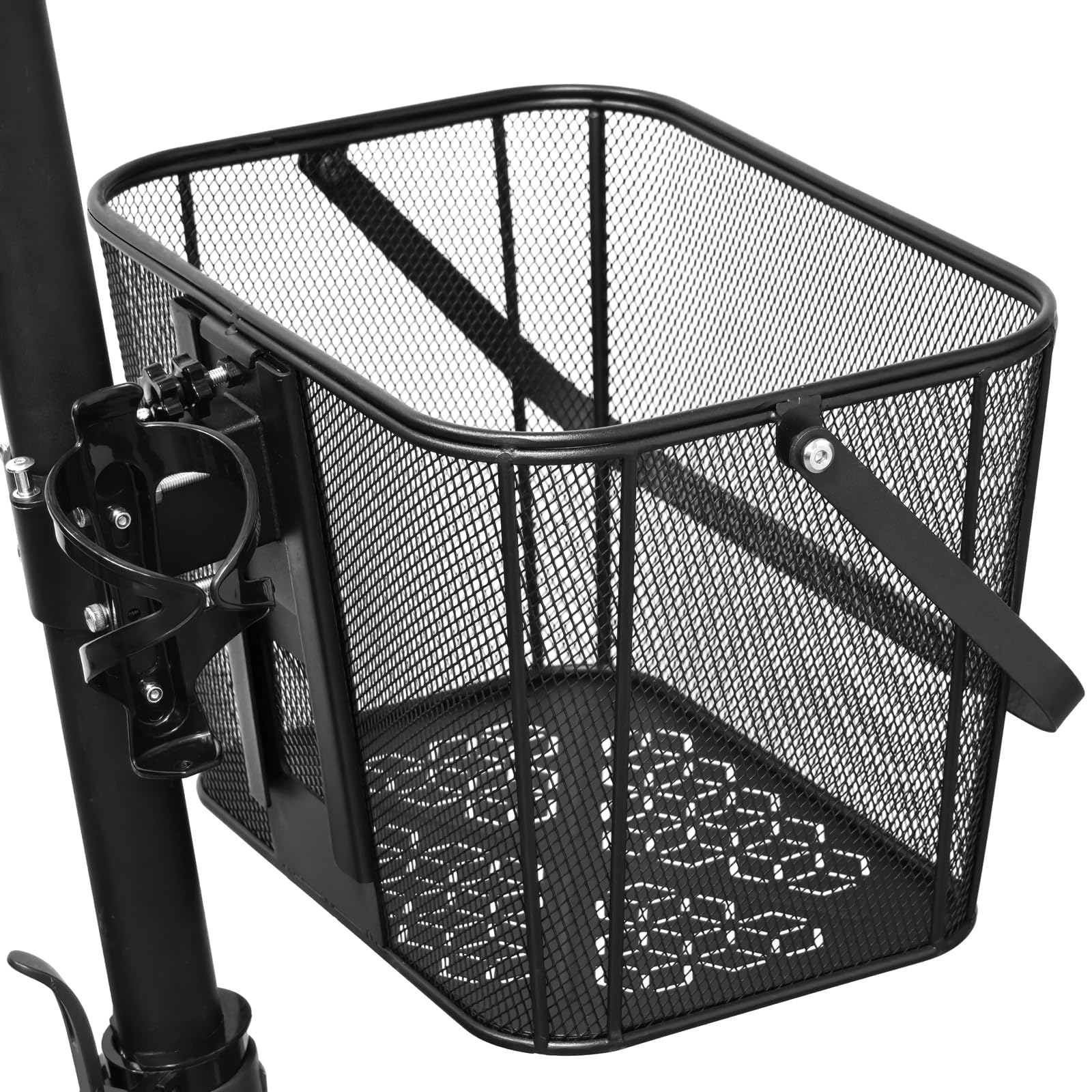 Scooter Basket Extra Large 130lb Loading Capacity Removable Front basket for Man Adult with Water Holder Heavy Duty