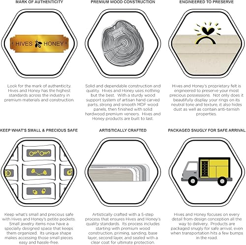 Vista 7 de Hives and Honey Shiloh - Armario grande para joyas, organizador de cuello, color nogal oscuro