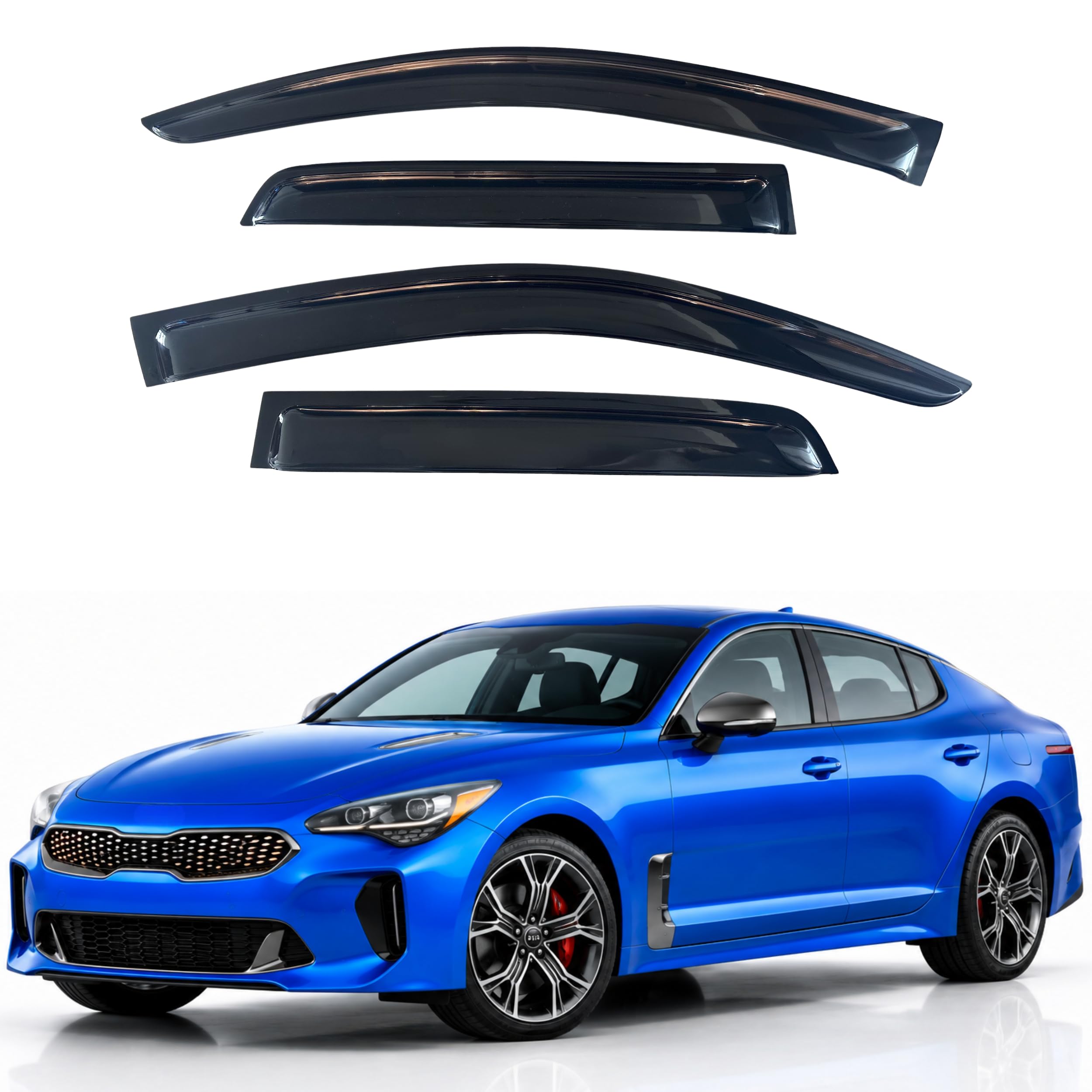 IG Window Visors Fit for 2017-2023 Kia Stinger, Out-Channel Rain Guards Vent Wind Deflectors 4PC, Car Accessories for 17-23 Stinger