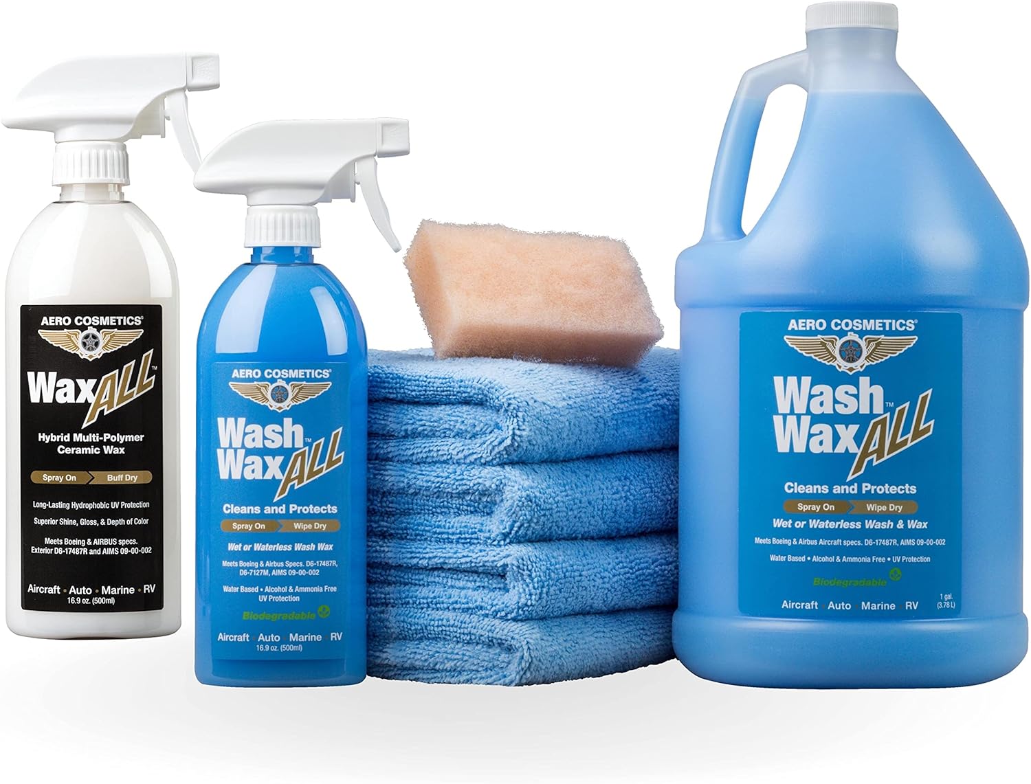 Wet or Waterless Car Wash Kit 144oz. with Aircraft Grade Hybrid Multi-Polymer Ceramic Wax
