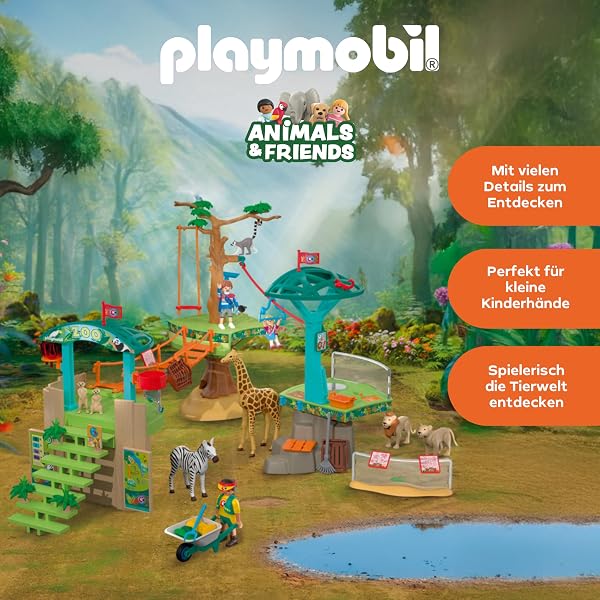PLAYMOBIL | Animals & Friends | Tierpark | Zoo Wildnis-Kletterpark | 3 Plattformen mit Seilbahn und Hängebrücke | Kinder Spielzeug ab 4 Jahren | 72070 - 3