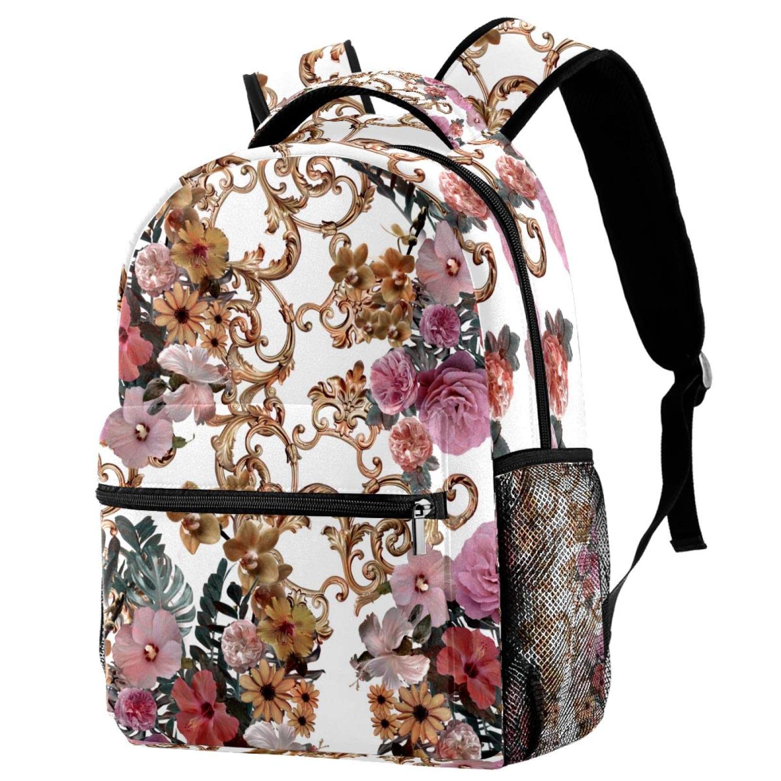 Bolsos de hombro y mochilas ligeras con fondo floral para viajes y camping 7