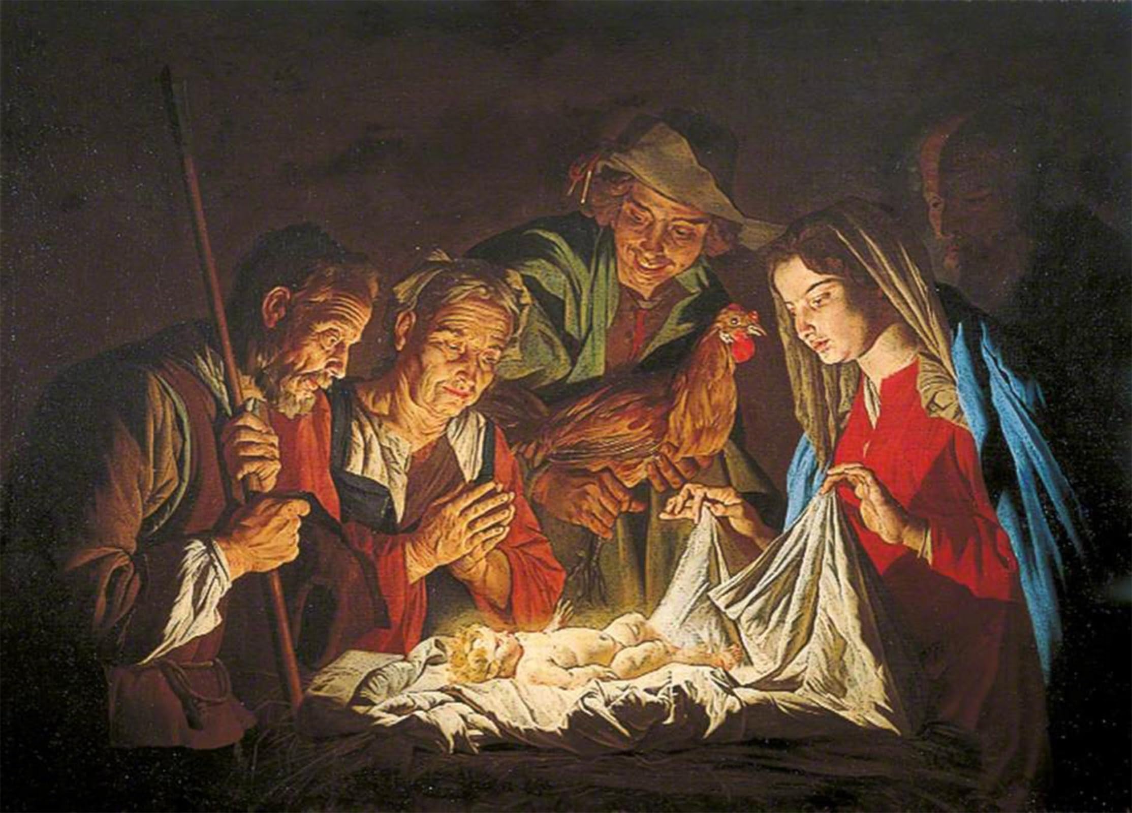 SERENDIPITP Vintage Picture Print on Canvas Wall Art Poster the Adoration of the Shepherds by Matthias Stomer Artwork Print Poster for Wall Decor 60x90cm