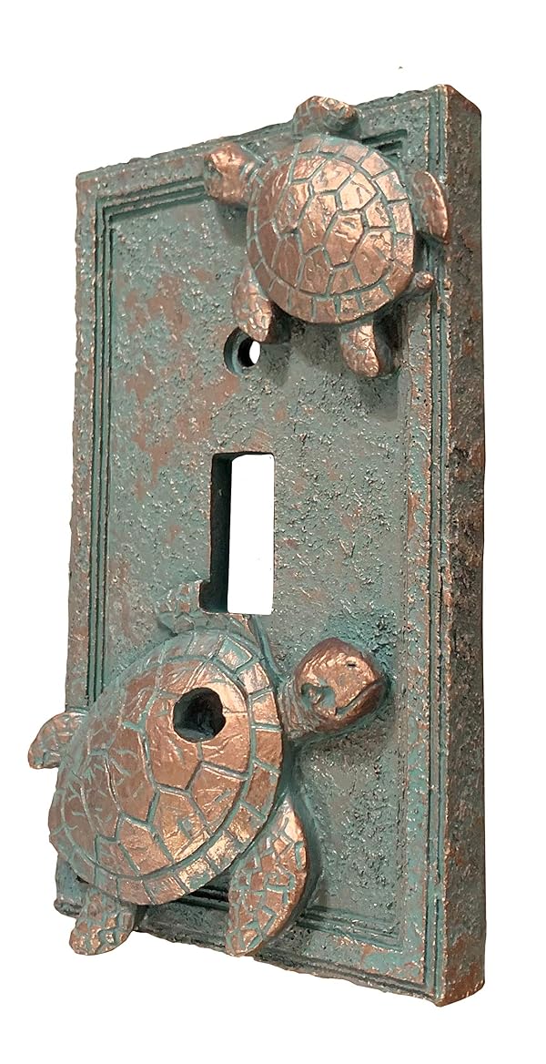 Top Brass Sea Turtle Nautical Beach Art Decor - Electrical Cover Wall Plate Bronze/Verdigris Finish - Single Switch, Double, Rocker, Outlet (Single Switch) by Top Brass - Used condition - US$10.49