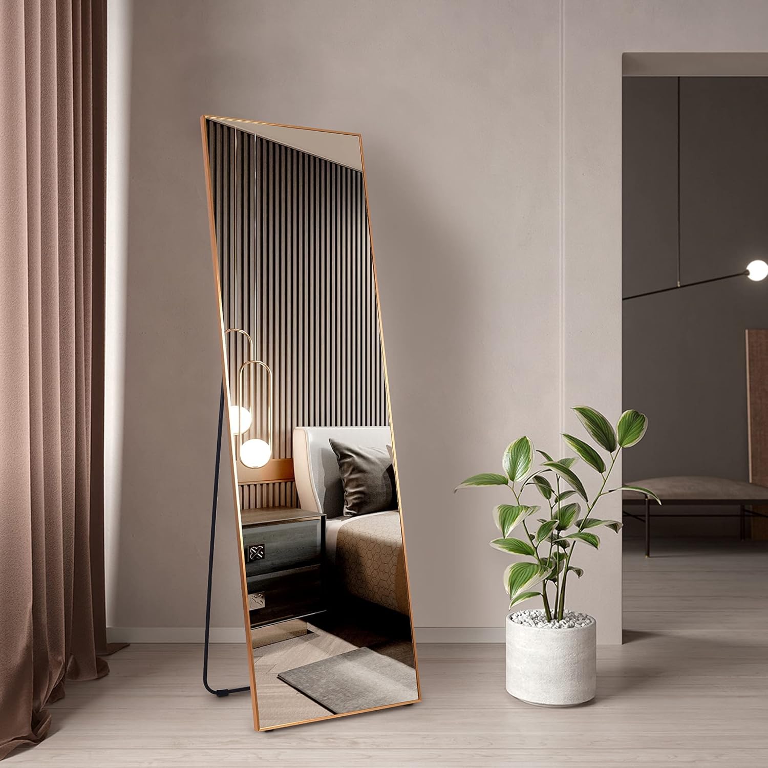 LVSOMT Full Length Floor Mirror, Free Standing Body Mirror, Wall Mounted Hanging Mirror, Large Dressing Mirror, Leaning Against Wall Mirror, Big Mirror for Bedroom Living Room Locker Room, 63"x20" : Home & Kitchen