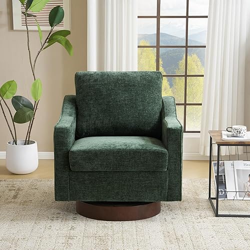 VINGLI Silla giratoria Mid-Century moderna, sillón tapizado en 360, sofá para el hogar con brazos de oruga para sala de estar, dormitorio, sala de