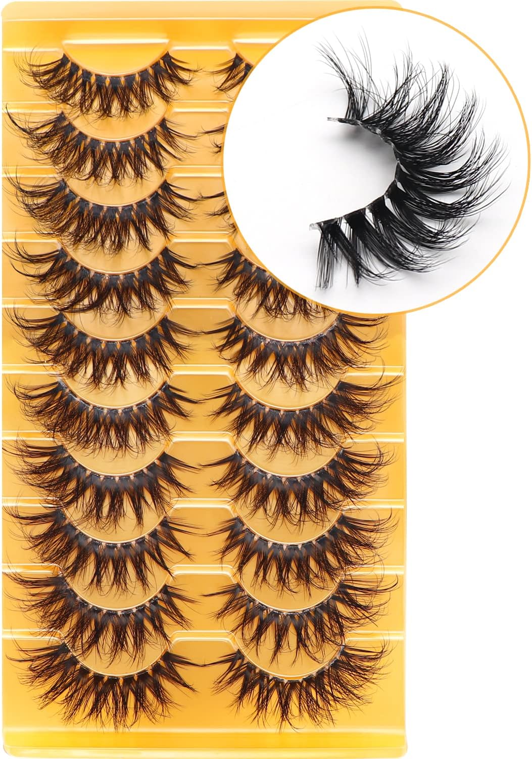 Veleasha Russian Strip Lashes with Clear Band Looks Like Eyelash Extensions D Curl Lash Strips 10 Pairs Pack (DT16)