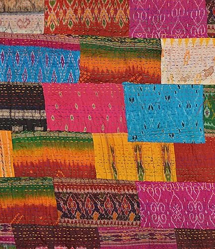 Miniatura 2 de V Vedant Designs Patola Silk Patch Work Kantha Colcha Kantha, colcha Kantha, manta Kantha, manta Kantha, colcha Kantha, reina Kantha, Kantha Rallies