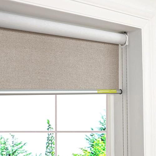 Miniatura 4 de LALAWUNO Persianas enrollables 100 % opacas, con aislamiento térmico, tela impermeable con protección UV, con cadena, para hogar y oficina (marrón,