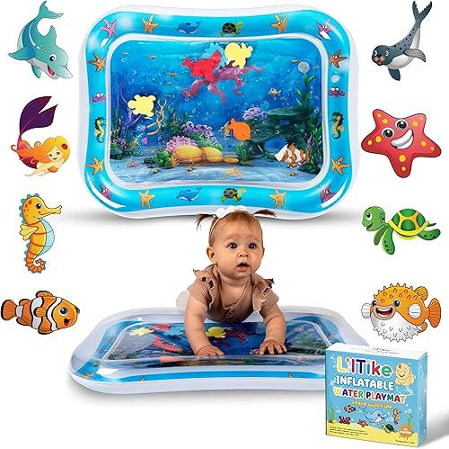 LilTike Tapete de agua para bebés para bebés extremadamente duradera con diseños cautivadores, tapete de agua boca abajo para bebé (diseño de