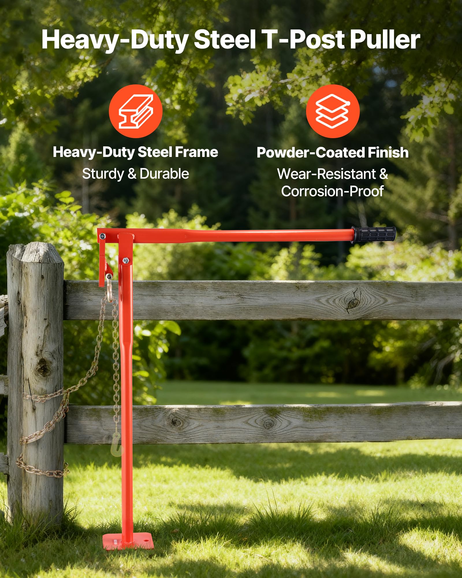 VEVOR Extracteur de Poteau de Clôture 914,4 mm, Extracteur de Pieux T Acier Robuste, Capacité Charge 300 kg, Outil Extraction pour Poteaux de Clôture Ronds, de Signalisation, Chaîne Levage Non Incluse