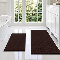 Vista 109 de Smiry - Juego de alfombras de baño de 2 piezas, suaves, absorbentes, de felpilla, lavables a máquina, antideslizantes, para bañera, ducha y piso Gris