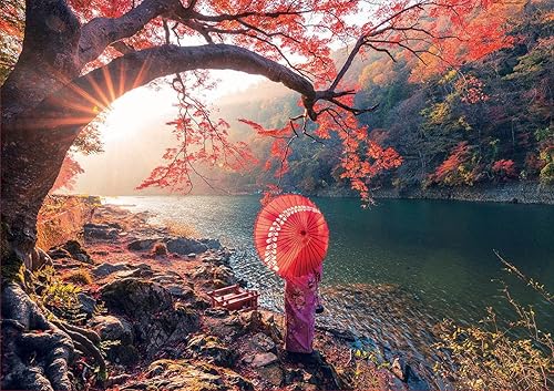 Miniatura 2 de Educa - Amanecer en el río Katsura - Rompecabezas de 1000 piezas - Pegamento para rompecabezas incluido - La imagen completa mide 26.8 x 18.9