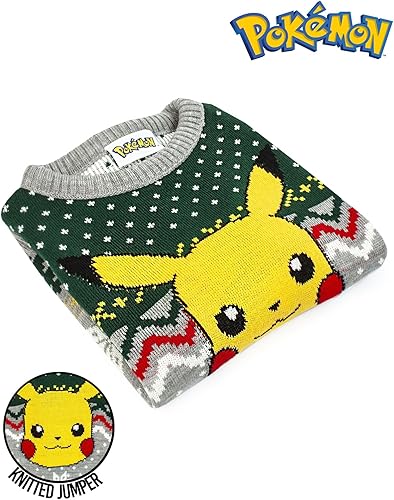 Miniatura 4 de Pokemon Jersey navideño Pikachu de punto festivo para niños y niñas