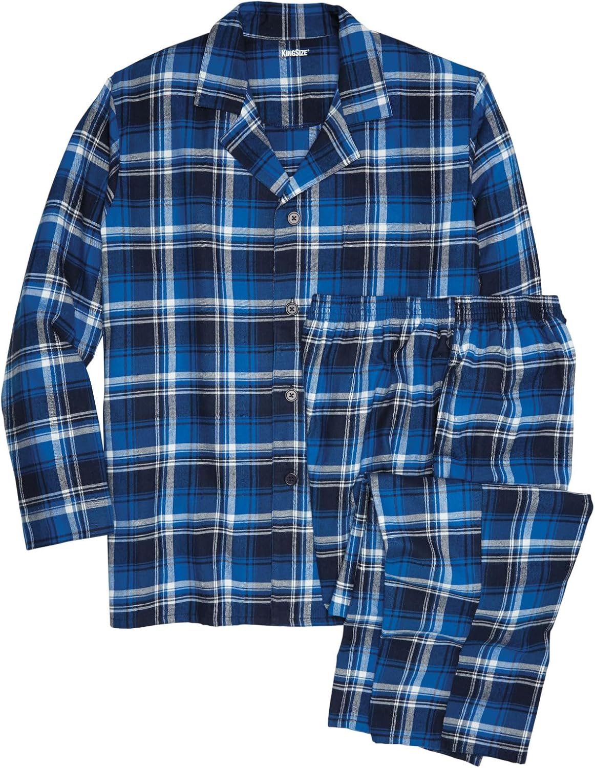 KingSize Men's Big & Tall Plaid Flannel Pajama Set