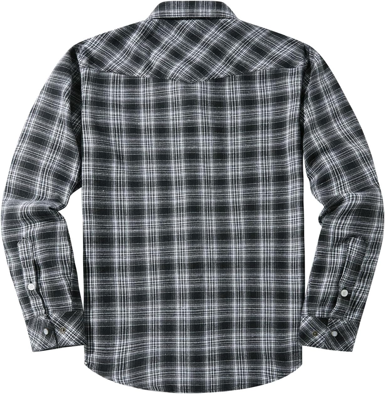 Flygo Men's Flannel Shirts Pearl Snap Long Sleeve Checkered Western Cowboy Brushed Plaid Regular Fit Shirt - Image 6