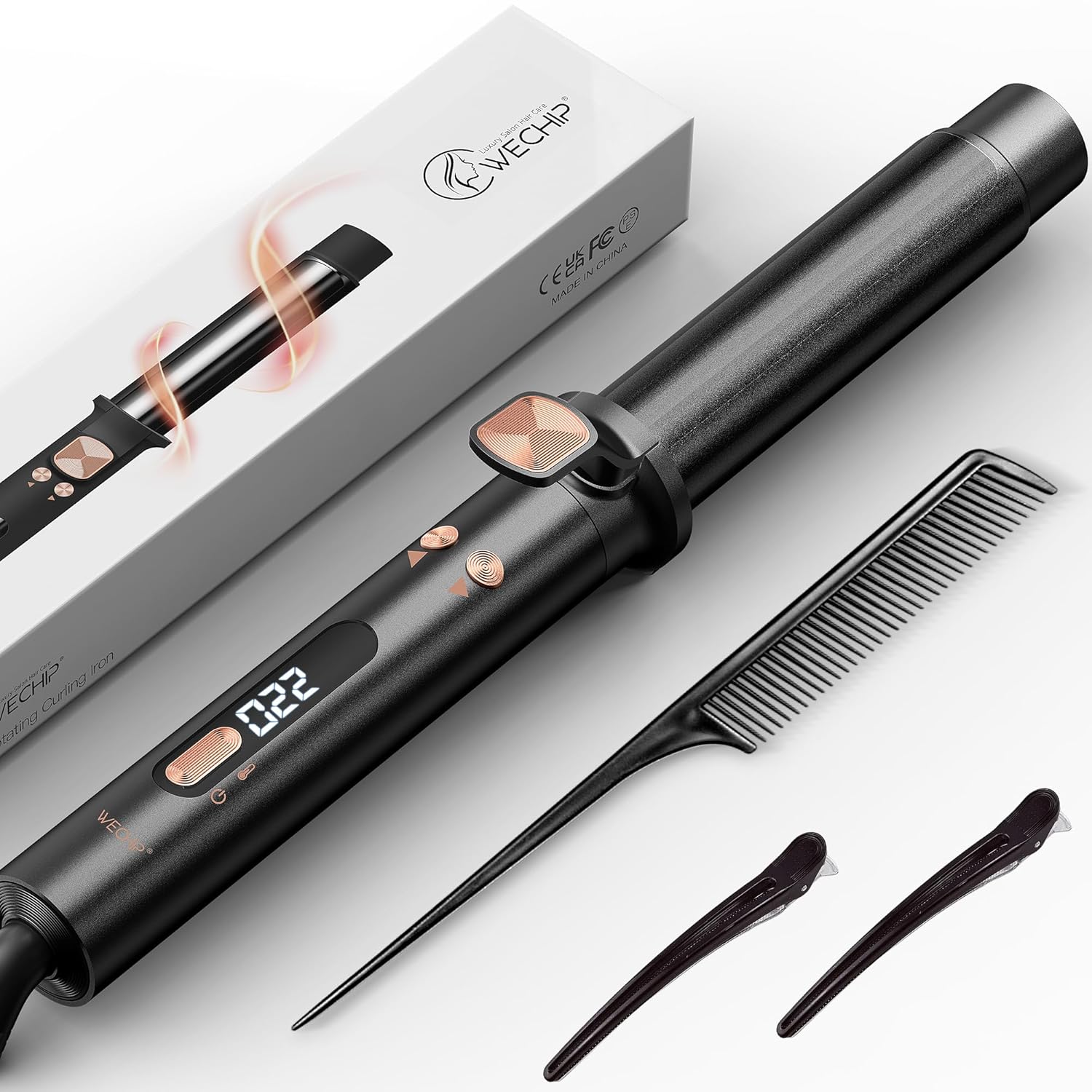 Rotating Curling Iron WeChip 1 25 Inch Automatic Curling Iron Curling Wand for Long Short Hair Automatic Hair
