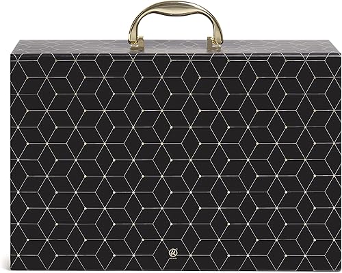 Miniatura 3 de U Brands Carpeta de archivos expandible de 19 bolsillos, suministros de oficina, diseño geométrico negro y dorado, 15.4 x 10.5 x 5 pulgadas