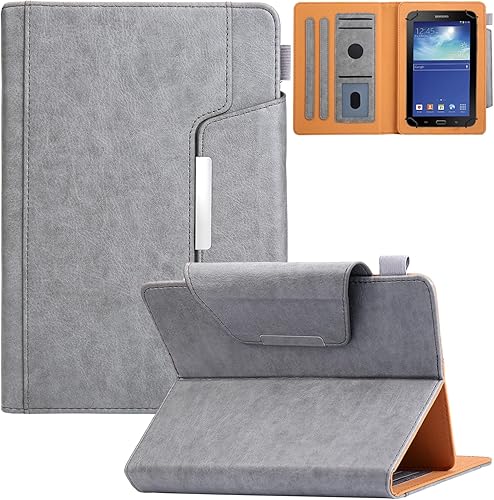 Miniatura 10 de Funda universal para tablet de 7.0 pulgadas, piel sintética, con soporte de visión multiángulo, ranuras para tarjetas para Samsung Galaxy Tab A 7.0