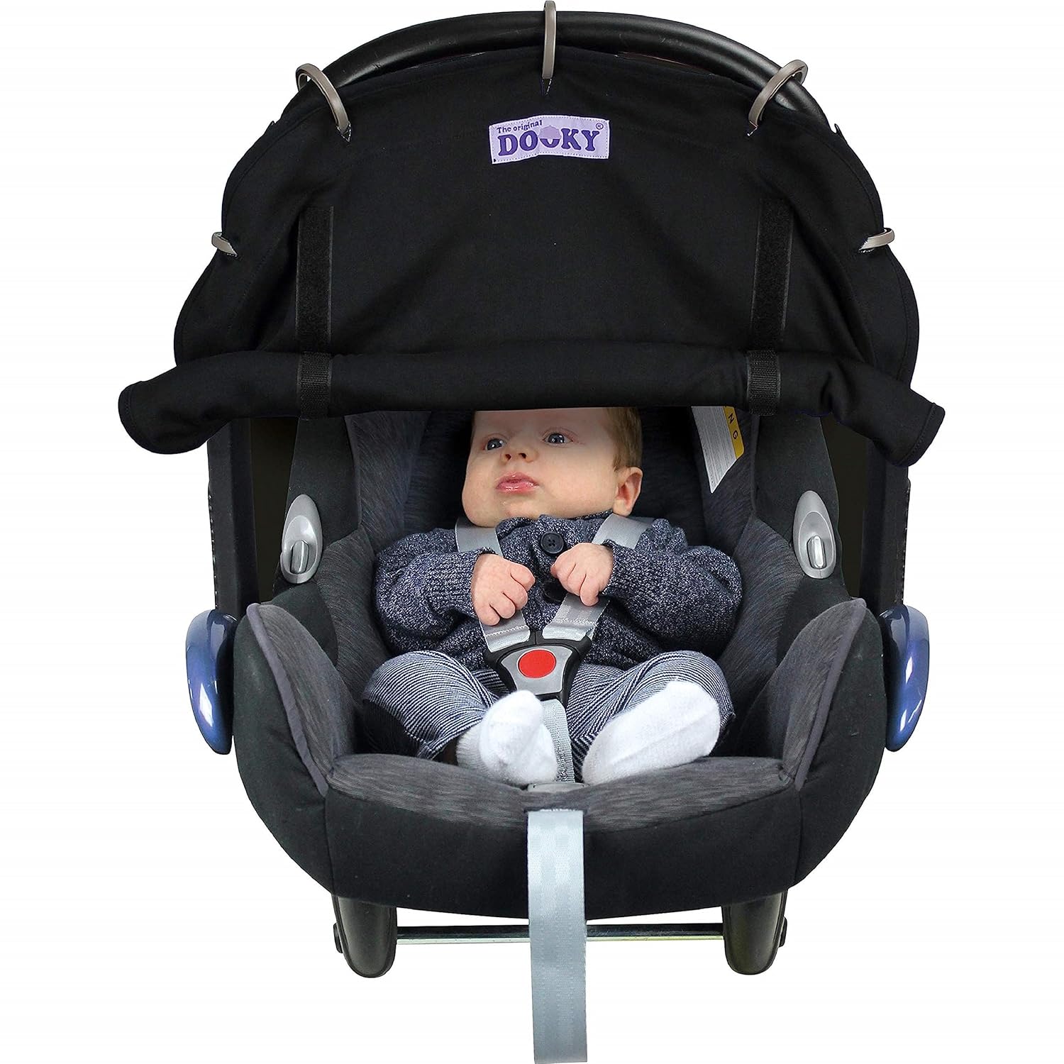 Dooky Sun Shade, Universal Fit for Carriers Strollers Pushchairs, Plain Black