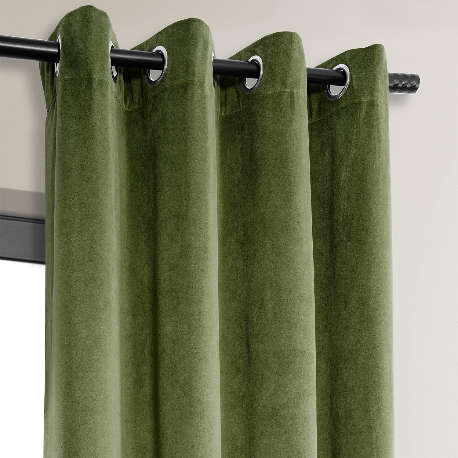 HPD Half Price Drapes Signature Grommet Blackout Velvet Curtains 96 Inches Long Heat & Full Light Blocking Blackout Curtains for Bedroom & Living Room (1 Panel), 50W x 96L, Basque Green