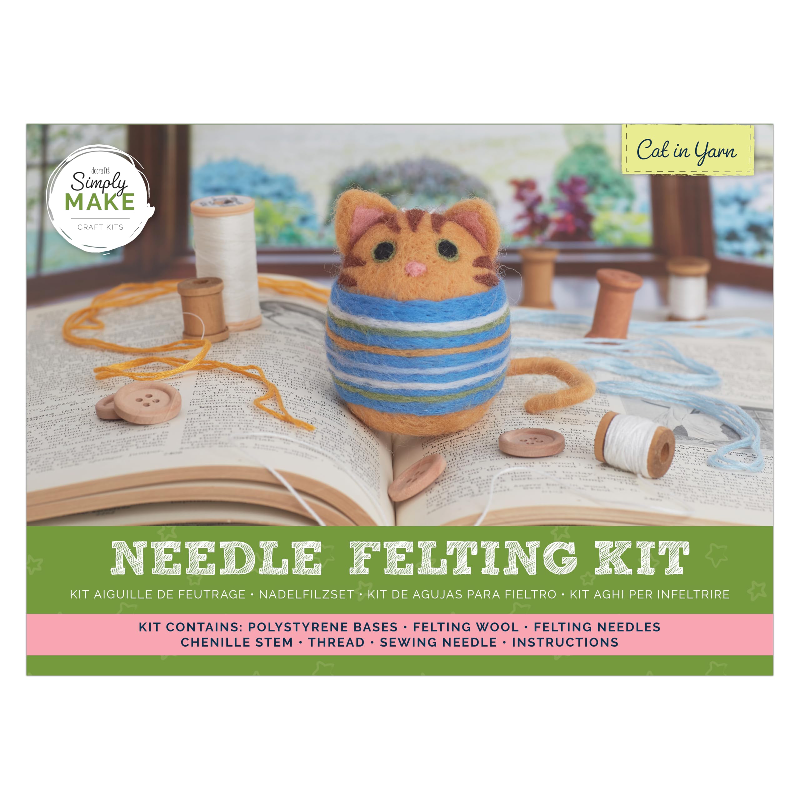 Simply Make Needle Felting Kit, Cat in Yarn, Needle Felting Kit with Felting Needles and Felting Wool, Ideal Needle Felting Kits for Beginners, Fun DIY Craft Kit