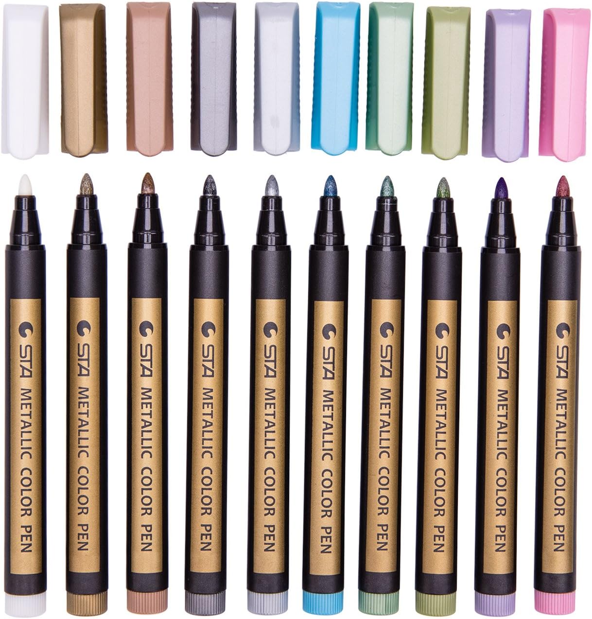 Metallic Maker Pens, Art Gold Drawing Pen for Black Paper Card Making Rock Glass Fabric Metal Painting,10 Colors Christmas Gift