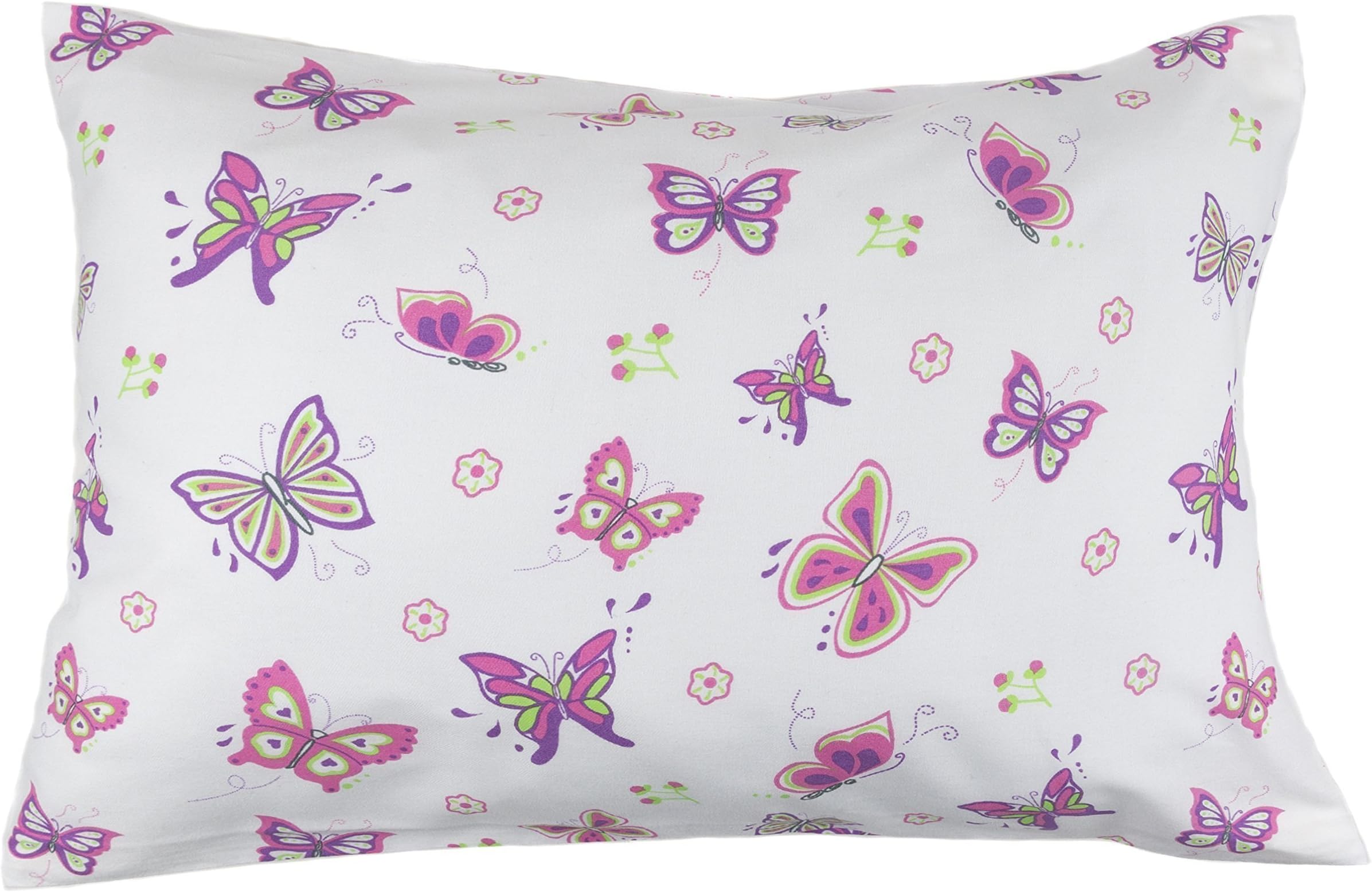 Toddler Kids Pillowcase for Boys and Girls - Butterfly/Butterflies 13 x 18 - shrinks to fit - 100% Cotton - Naturally Hypoallergenic and Soft - Designed in USA - Machine Washable