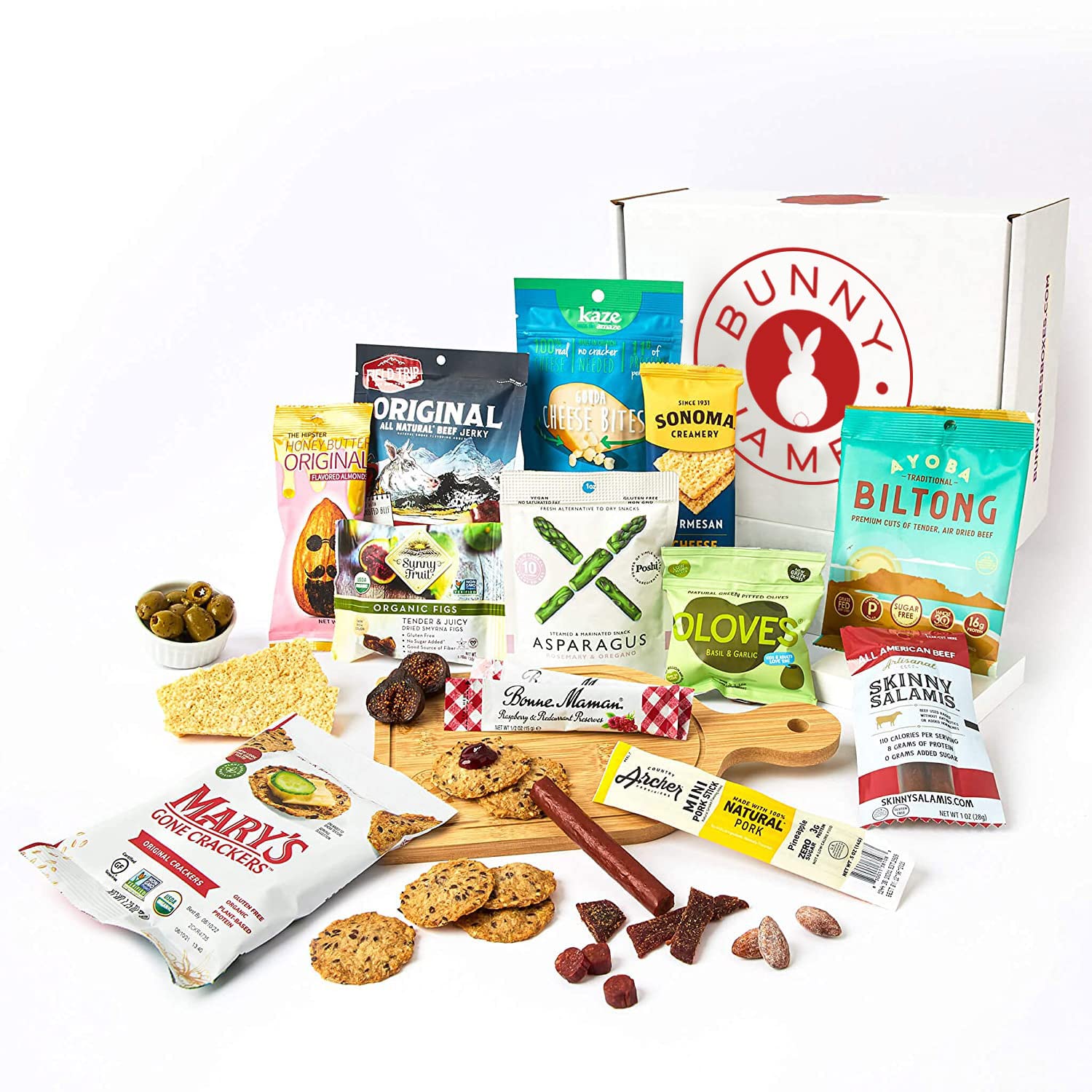 Premium Charcuterie Board Gift Box, Crackers, Cheese, Dried Fruits & Beef Jerky, Great for Camping and Date Nights!