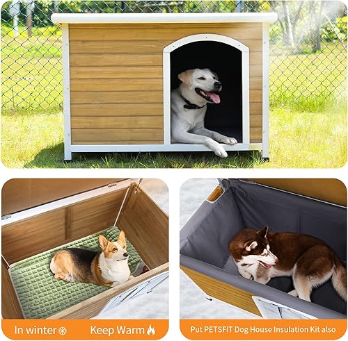 Miniatura 9 de Petsfit - casetas cuchas de madera para perros pequeños, medianos y perros grandes, resistente a la intemperie para perros, con patas elevadas.