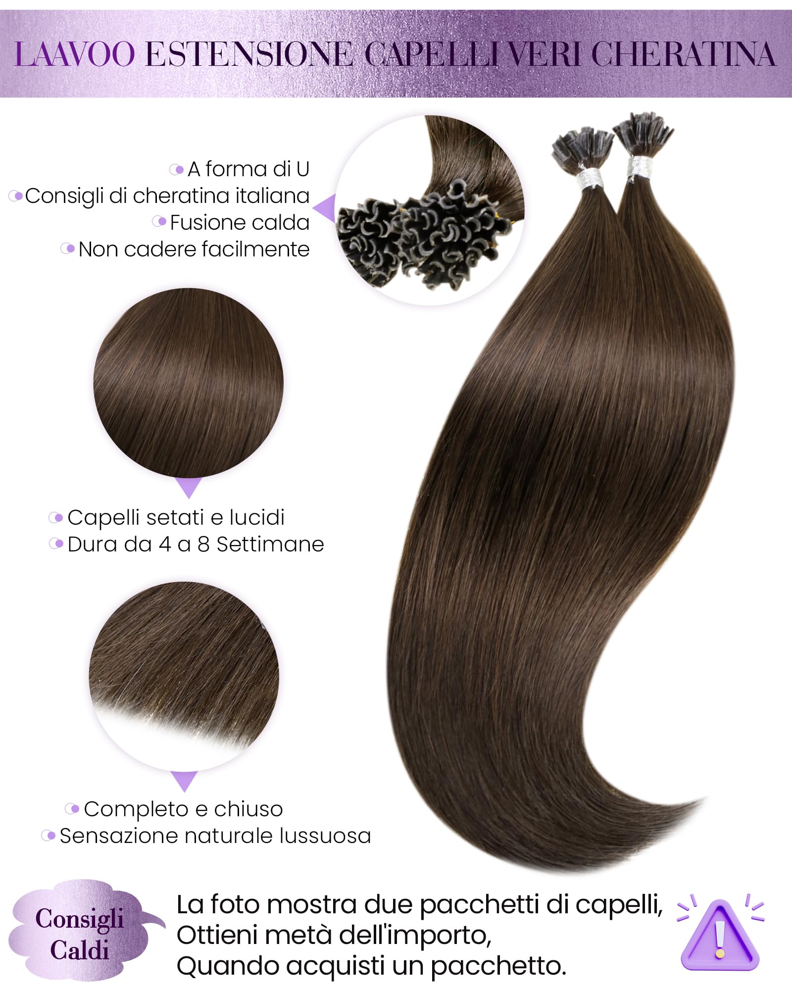 Totale 90g Extension Capelli Veri Cheratina con Extension Capelli Veri Tessitura Geniale Weft Marrone con Balayage 40cm