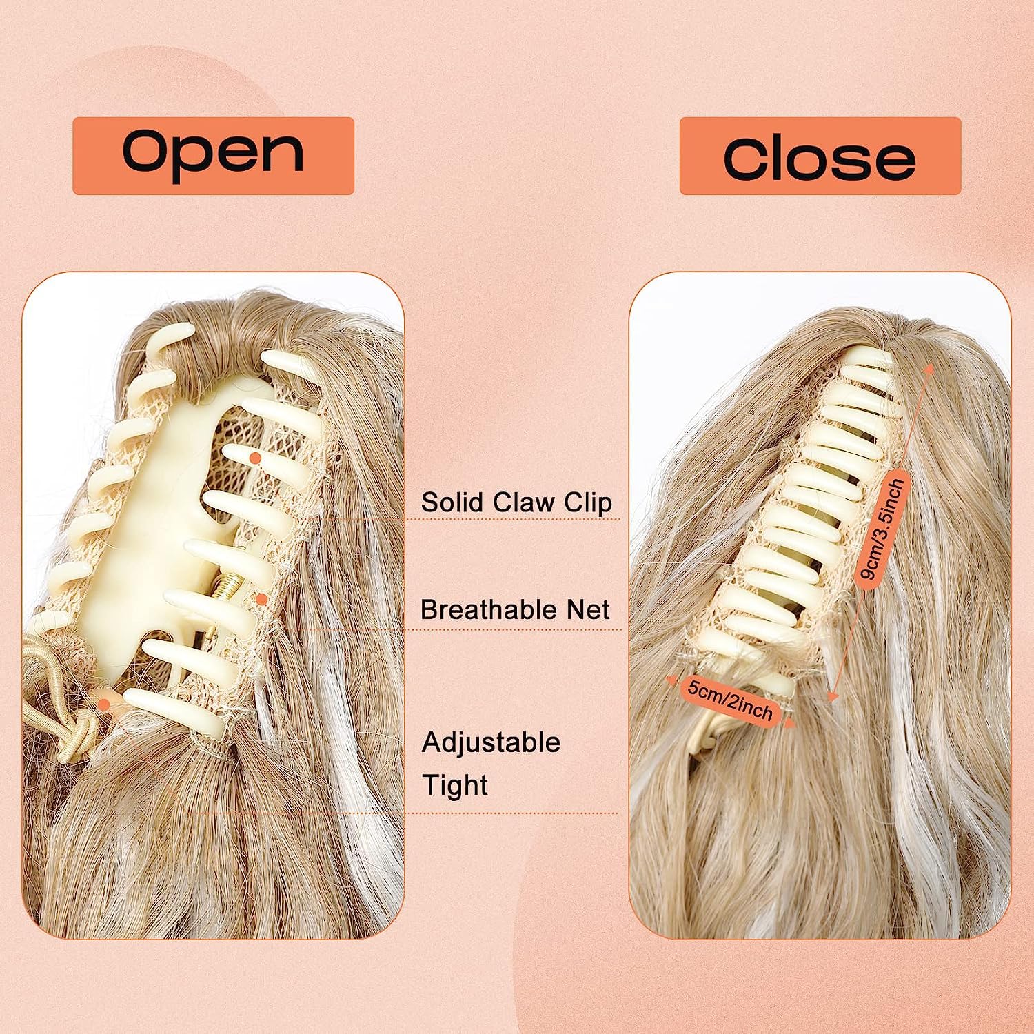 PORSMEER Ponytail Extension,Claw Clip Ponytail Hair Extensions Blonde Mix Light Brown Natural Looking Long Curly Wavy Multi Layered Fluffy Synthetic Hairpiece for Women Party Daily Wear 18inch - Image 4