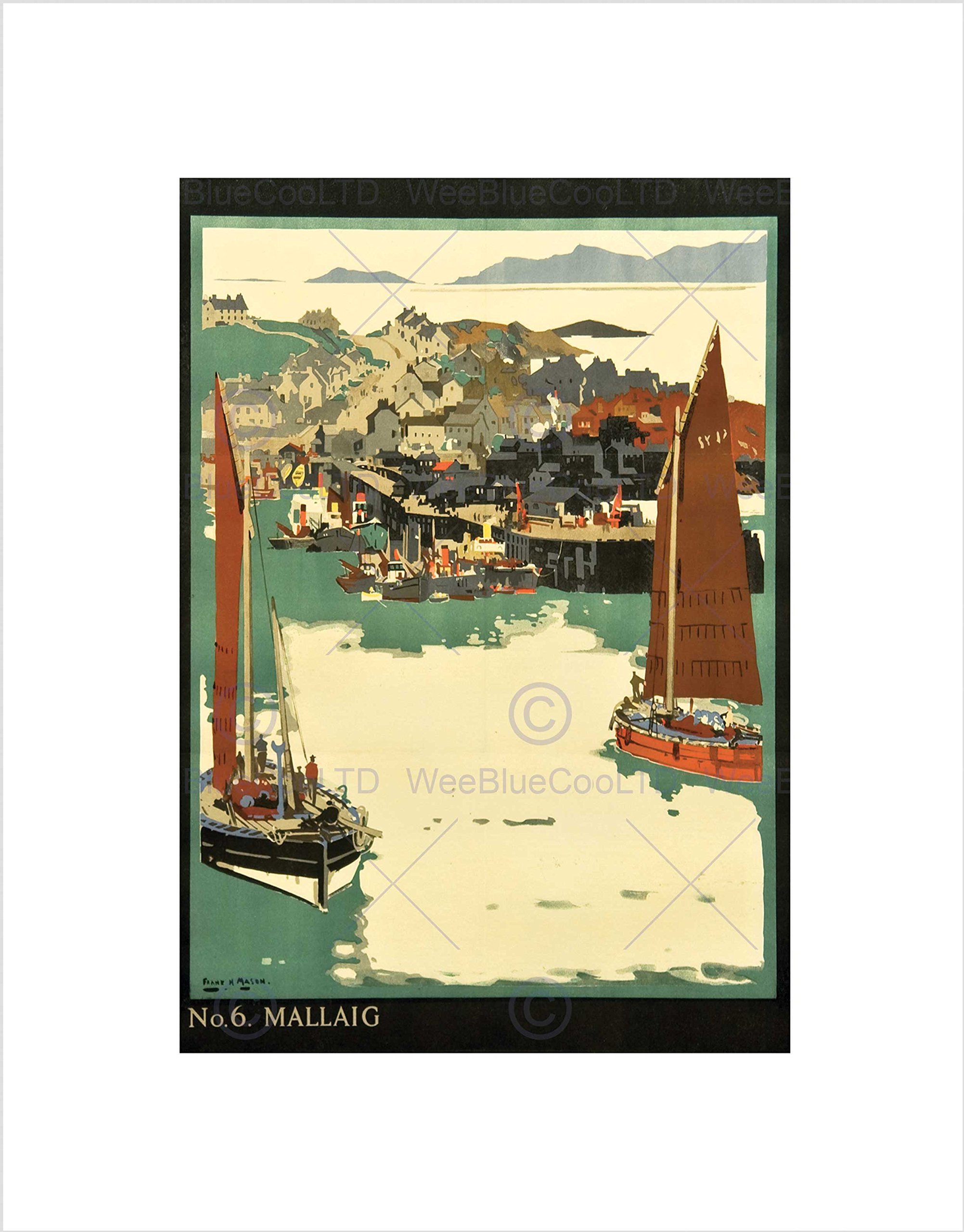 Wee Blue Coo Advert Lner Mallaig Harbour Tourism Boat Sail Wall Art Print